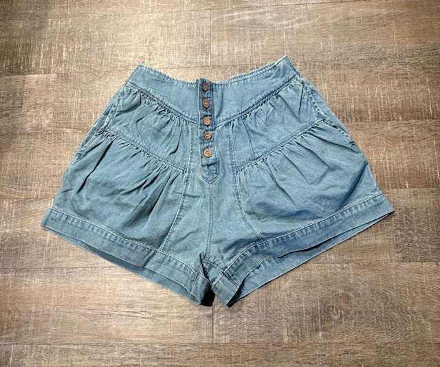 Blue Jean Pleated Shorts